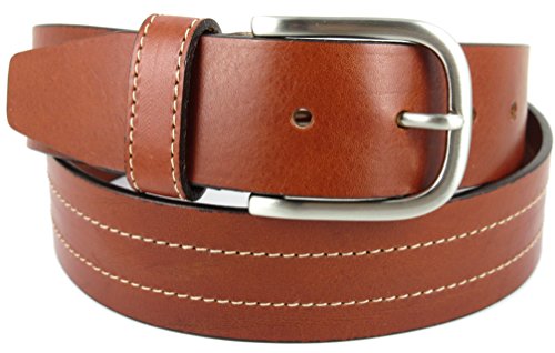 Handmade in Spain Ceinture homme en cuir avec boucle d'ardillon élégante avec coutures - Fabriqué en Espagne - Couleurs: Noir, Marron, Bleu Marine Cover