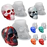ZQYSING 7 Pcs Skull Molds for Resin, Set of Large + Medium + Small + Mini 3D Skull Silicone Mold for Candle Wax Soap Clay Epoxy Resin Casting, Halloween Home Decoration