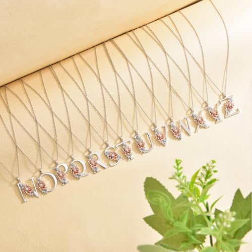 Diamond Initial Necklace for Women 925 Sterling Silver Initial Pendant Necklace with Lab Grown Diamonds Letter Necklace Jewelry Gifts for Her3