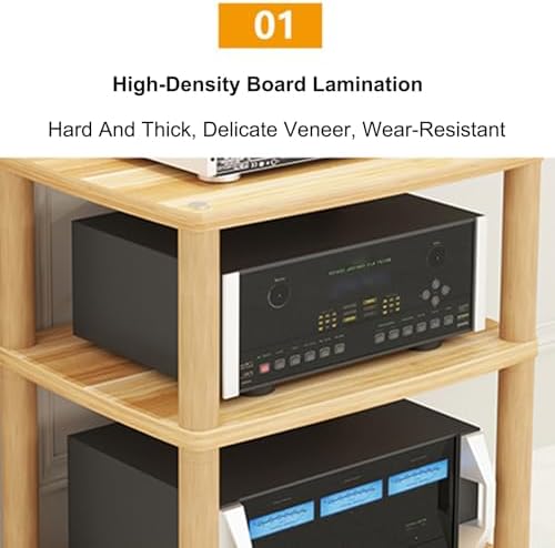 Modern Audio-Video Media Stand & Stereo Cabinet, Stylish Record Player Rack for Living Room & Gaming Room, Brown Finish, 89x60cm - Sleek Design, Ample Storage & Durable Construction image 4