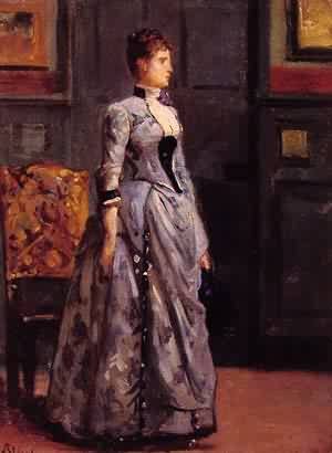 Peinture à l'huile de a Woman in Blue Portrait Captivant Émotion d'Artiste
