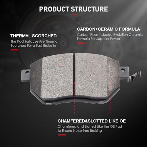 Image of cciyu D969 Professional Ceramic Front Brake Pads Set Fit For 03-05 For Infiniti For FX35,03-05 For FX45,05-06 For Nissan For ALTIMA,04-08 For MAXIMA,03-07 09-12 For Murano