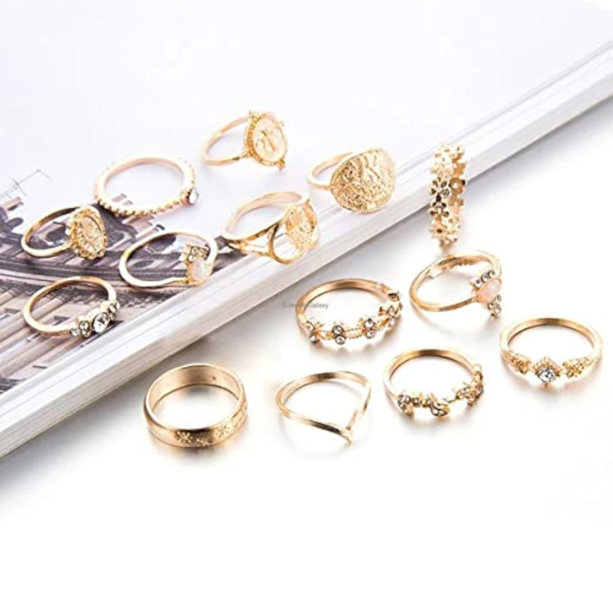 Set of 15 Contemporary Stackable Rings