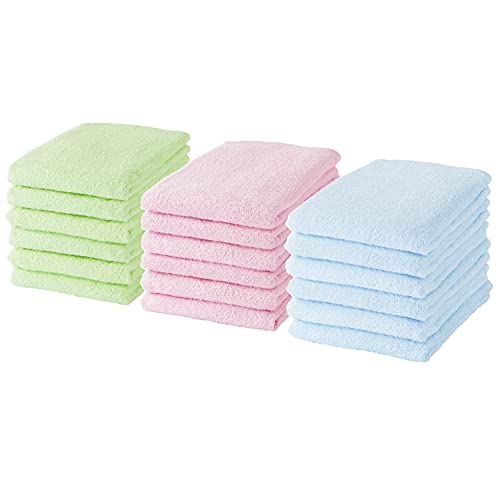 GamachaTowel バスタオル18枚セット【パステル】 早く乾く丈夫な薄手タオル 綿100％で肌に優しい 軽くてかさばらず扱いやすい 吸水 速乾 バングラデシュ製 約220g 約60×120cm (パステル)