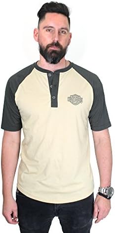 Barnett Harley-Davidson Harley-Davidson Mens Skilled Wrenches B&S Tan Short Sleeve Henley (X-Large)
