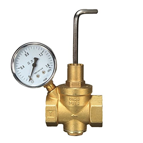 Preisvergleich Produktbild MASUNN Dn25 Messing Wasserdruck Reduzierventil + Manometer Druckmessgerät Wasserdurchfluss