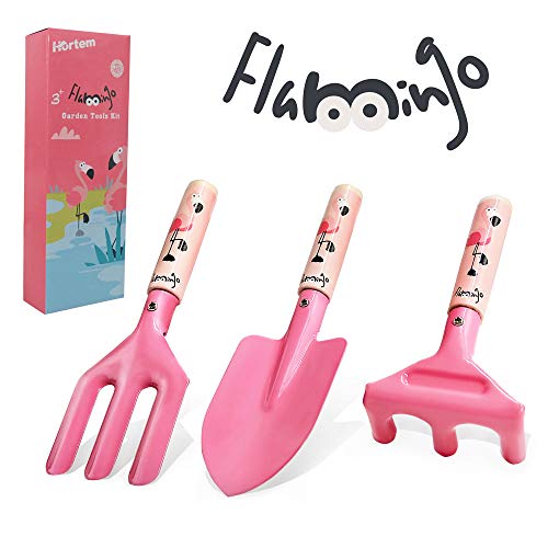 Hortem Kid's Garden Tool Set, 3-Piece Gardening Tools for Children Made of Metal