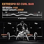 47" EZ Curl Bar Weight Lifting Bar, for Hip Thrusts/Squats/Lunges, 1" Weight Plates Curling Bar for Gym and Home, with Star Collars - Image 3