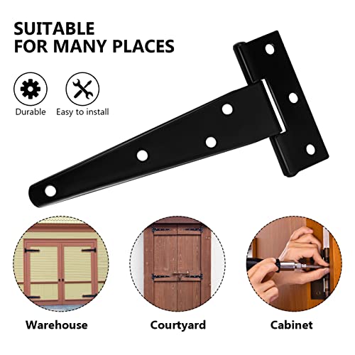 Charnière sangle T 5 pouces noire quincaillerie de porte de jardin et abri bois - 4