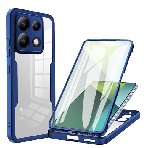 Cover per Xiaomi Redmi Note 13 Pro 5G Poco X6 5G Custodia Anti-graffio con dell Schermo Integrata 2in1 Dual Layer Ibrida 360° Full Body Antiurto Protettiva Transparente+Blu