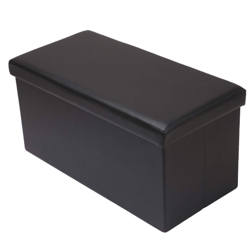Tabouret repose-pieds cube avec assise en mousse et fonction coffre pliant