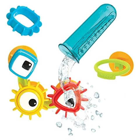 Yookidoo Baby Bath Toy - Spin 'N' Sort Water Gear - Childrens Sensory Water Wheel Set That Attaches to Any Size Tub - Includes Suction Cups, 3 Googly Eye Gears, and Pourers Cover