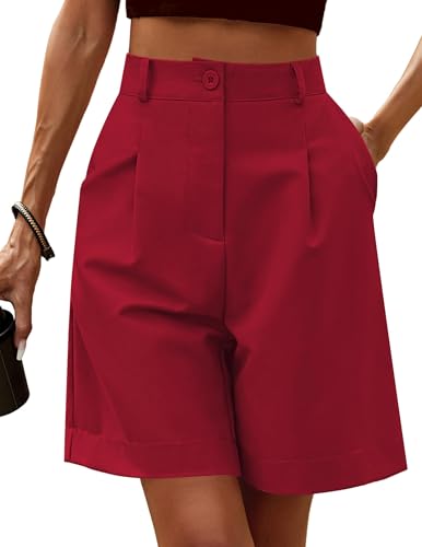 Zeagoo Bermuda Pantaloncini Pantaloncini Donna Casual Elasticizzati a Vita Alta Gamba Larga...