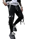 Ambcol Mens Joggers Pants Long Multi-Pockets Cool Outdoor Fashion Casual Jogging Pant with Drawstring Black-03 XX-Large
