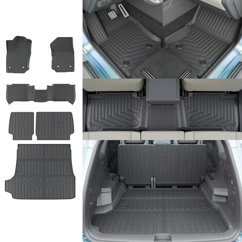 Rongtaod Floor Mats Compatible with 2025 Toyota 4Runner Gas 5 Seats (NO Hybrid EV & i-Force MAX) Cargo Liner Trunk Liner Trunk Mat Back Seat Cover 4 Runner Accessories (Floor Mats Full Set 6 PCS)