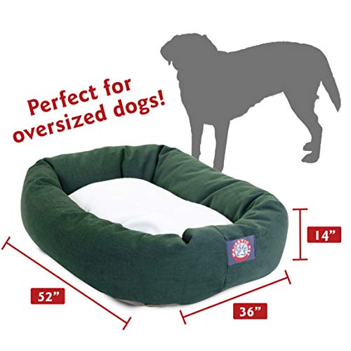 Image of Majestic Pet 52 inch Green & Sherpa Bagel Dog Bed Products, 52.0 inchL x 35.0 inchW x 14.0 inchTh