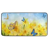 Spring Butterfly Daffodils Outdoor Doormat Yellow flowers Kitchen Rugs Kitchen Mat Bath Rug Floor Do