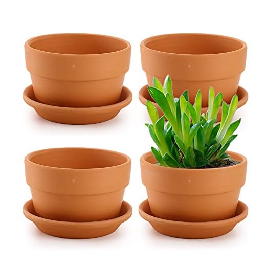 Suwimut 4 Pack Terracotta Pots with Saucer, 6 Inch Large Terra Cotta Plant Pot with Drainage Hole, Clay Flower Planter Pot with Tray for Indoor Outdoor Plant