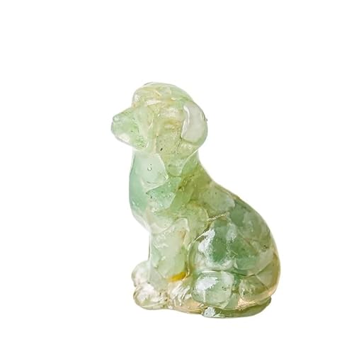 HUFFA Natural Crystal Resin Sitting Puppy Ornament - Cute Desktop Office Home Decoration Statue