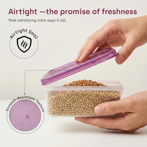 Image of Store Smart Airtight Food Storage Containers | Set Of 6-500Ml BPA Free, Microwave, Freezer & Dishwasher Safe Stackable Compact Box for Snacks, Meal Prep Fridge | Purple