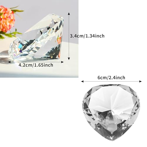SWTHONY 60 mm Kristalldiamant-Briefbeschwerer, herzförmige Glassteine, große künstliche Diamanten für Frauen, Schreibtisch, Nagelhintergrund für Bilder, Hochzeit, Tafelaufsatz, transparent
