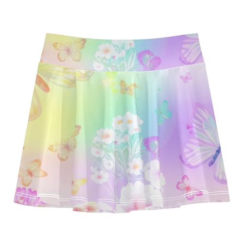Joisal Butterflies Colorful Flowers Kids Tennis Skirts Colored Athletic Shorts Girls Skorts Girl Skort 4t