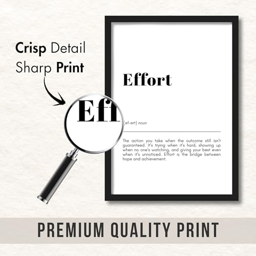 Image of ArtAction Effort Wall Frame Poster | Office Word Art Motivation for Study Room & Workspace | A4 Size | Framed Motivational Typography Poster | Gift for Students & Office Walls
