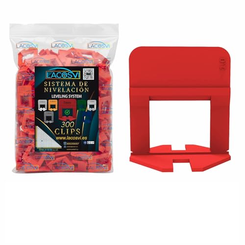 Lacosvi Clips Niveladores para Azulejos (Calzos de 1mm,300 uds) Grapas Espaciadores Niveladores para piso y azulejos Sistema de Nivelación para profesionales del Alicatado y Bricolaje