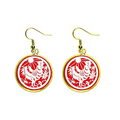 Pendientes de gallo del zodiaco chino en tono de oro el regalo cultural perfecto para mujeres