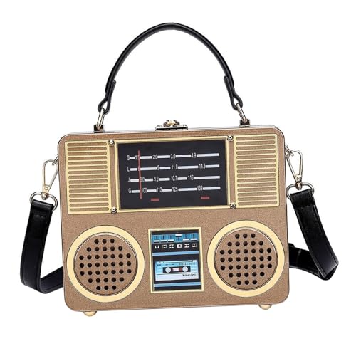 UGPLM Radio Shape Handle Bag Clutch Purse Cross Body for Outdoor Travel Shopping Work, Khaki