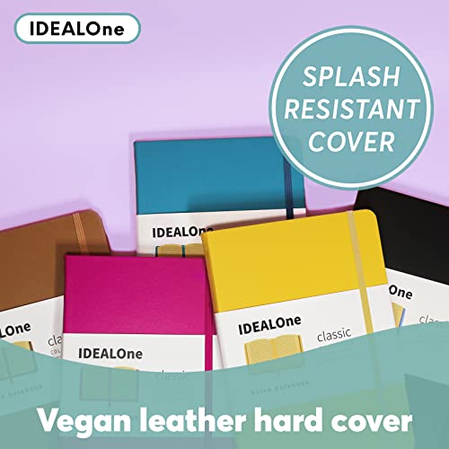 Idealone Classic Hardcover Lined Notebook Journal – Work, Home, School, 5.7 X 8 Inches, 7Mm Wide College Ruled,160 Pages,100Gsm, Elastic Band Closure, Ribbon Bookmark, Teal #TOP1