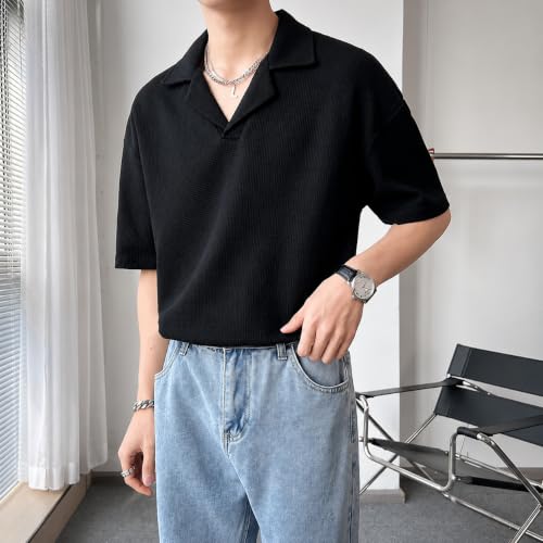 Image of Waffle (Cotton) Men t-Shirts Classic Short Sleeve Lightweight Summer Wear Casual Oversized t Shirt for Men