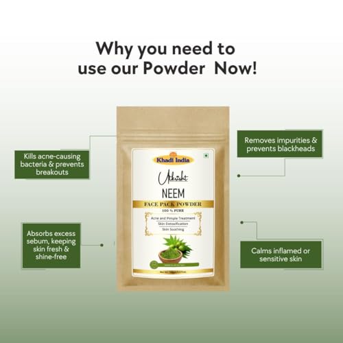Image of Khadi Neem Face Pack Powder 100g | Natural & Herbal | For Acne, Pimple & Glowing Skin | Skin Detox & Soothing | Removes Dirt & Impurities | Ayurvedic Face Pack for Men Women