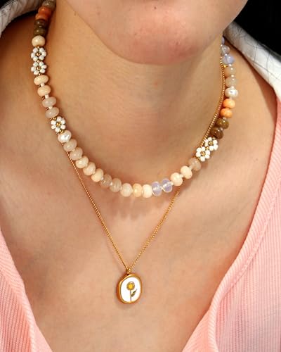 Elegance 11 designs Gemstone Beaded Necklaces For Women Rainbow Natural Stone Boho Waterproof Trendy Necklaces For Women Gift 16.5 inch3