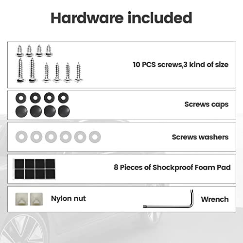 Red Wolf License Plate Bracket Holder W/License Plate Frame Universal Fit Vehicles Truck Mount Front Bumper Car Tag Lock Screws Caps Nuts Wrench Kit Black #TOP5