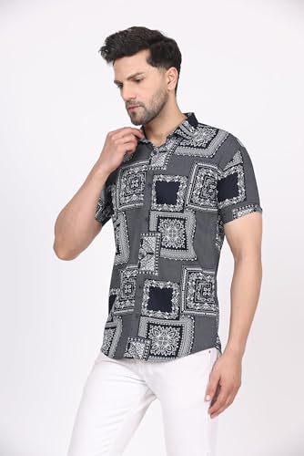 Image of CVC Fashion Men's Printed Button-Down Shirt - Aesthetic Regular Fit Half Sleeve Casual Shirt for Men, Ideal for Summer & Beach Wear