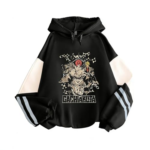 BTAISYDE Anime Gachiakuta Printing Hoodie, Unisex-Pullover-Sweatshirt, Freizeit-Oberteil, Harajuku-Stil (Black,3XL)