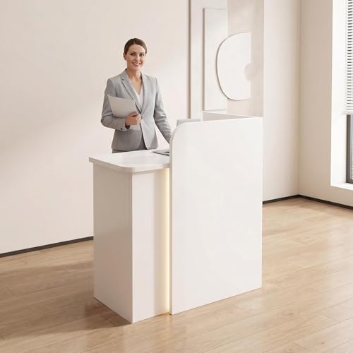 Leaceuv Banco Reception Piccola Moderno con LED, Bancone Reception per