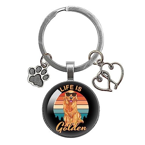 YAZMEEN Life is Golden Transparent Cabochons Dog Footprint Heart Pendant