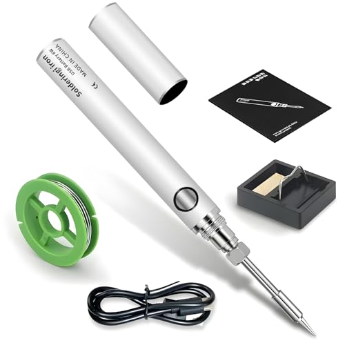 Portable Rechargeable Home Appliance Repair Tool PVC Circuit Board Repair Soldering Iron Kit 1100mAh Battery USB Wireless Electric Soldering Pen with Adjustable Temperature Electronic Component DIY