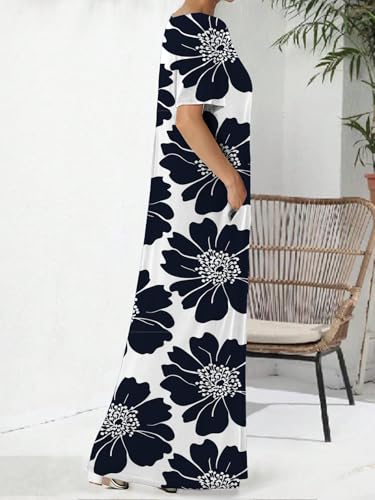 Image of Nimsruc Women Summer Long Dress Casual Sexy Short Sleeve Loose Maxi Dresses for Women 2025