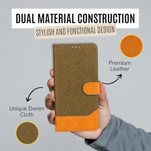 Image of Cover for Vivo T5x 5G / Y51 Pro 5G / iQOO Z11x 5G, Wallet Style, Leather Finish, Magnetic Closure, Inbuilt Stand, Card Pocket (Damin-Brown)