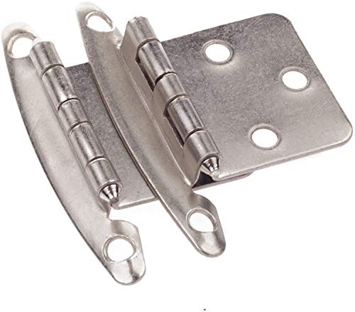 Decobasics (25 Pairs Pack/50 Pcs) Satin Nickel, Non Self Closing/Free Swinging Variable Overlay Flush Cabinet Hinge #TOP4