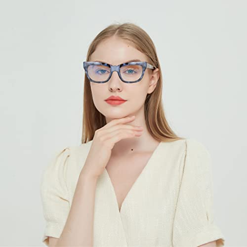Image of 3Pack Bling Square Cateye Reading Glasses For Women Men Spring Hinges Blue Light Blocking Computer Readers (black /blue /champagne, 2.25, multiplier x)