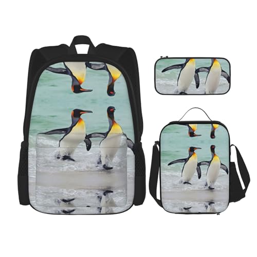 Lot de 3 sacs à dos d'école ergonomiques avec boîte à repas isolante et accessoires noirs
