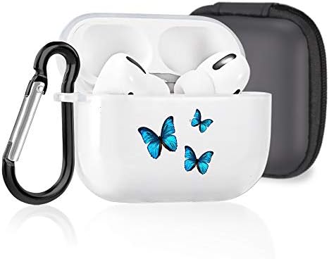 LuGeKe Cute Elephant Blue Case Cover for Airpods Pro with Keychain, Kawaii Lovely Animal Soft Shockproof Protective Airpods Pro Cases Cool Charging Case with Design for Boys Girls Lady Man Kids