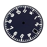 GAVATKLKCP 29mm Black Pilot Watch Dial Hand Set Date Window Green Luminous Compatible for NH35 NH36 Automatic Movement Tools(Black dial)