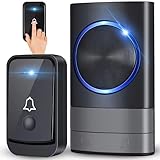 Retoo Funk Türklingel Kabellos IP65 Wasserdicht Haustürklingel Set mit 200m Reichweite, LED-Lichtsignal, 49 Melodien, Einstellbare Lautstärke, Plug-in Empfänger, Ideal für Haus, Garten und Büro