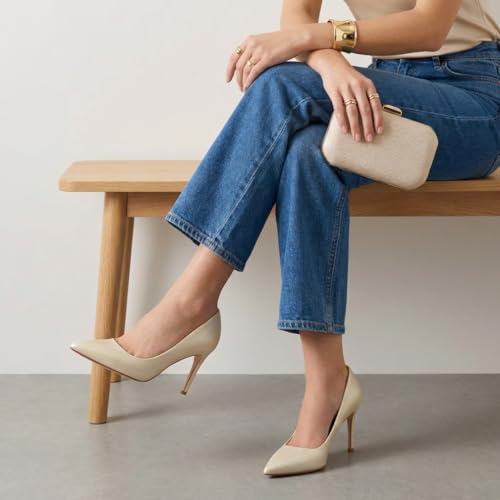 CUSHIONAIRE Lola Dress Pump Heels for Women, Classic Pointed Toe High Heels with Soft Memory Foam and Durable Outsole, Champagne 8 by CUSHIONAIRE - Used condition - Image 8