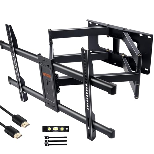 WHYFONE TV Wandhalterung Schwenkbar für 50-90 Zoll Fernseher, Neigbar Ausfahren Wandhalterung Fernseher, Ausziehbarer Ultrastarker Doppelarm Vollbewegung TV Halter bis 75kg, Max. VESA 600x400mm